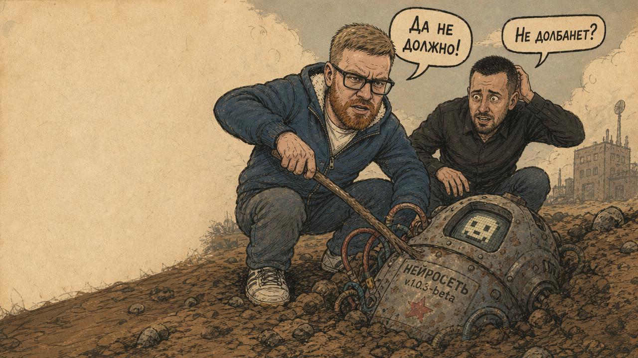 Комичная иллюстрация про попытки потыкать нейросети